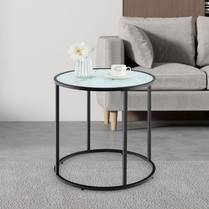 Tavolino da caffè in vetro da 20 pollici con struttura in metallo e piano in finto marmo, 1 pezzo - Product Image 1