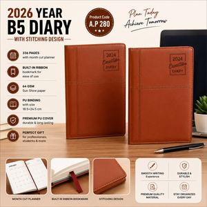 สมุดโน้ตปกหนัง PU พรีเมียม A5 แบบเย็บนุ่ม พร้อมห่วงเก็บปากกา กระดาษฟอยล์ 100 แกรม พร้อมริบบิ้นคั่นหน้า สำหรับสำนักงาน โรงเรียน หรือเป็นของขวัญ - Product Image 6