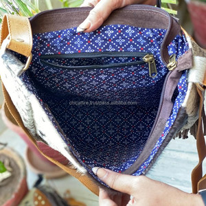 กระเป๋าถือขอบสีฟ้าสีฟ้าของผู้หญิงกระเป๋าขอบสีฟ้าหนังกลับสไตล์ตะวันตกใหม่ - Product Image 6