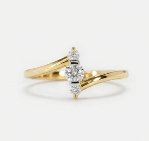 VBSR-109 14K White Gold 0.23CT E Color VVS2 Minimalist Round HPHT Lab Grown Diamond Engagement Ring Triple Stone Stacking Ring - Product Image 4