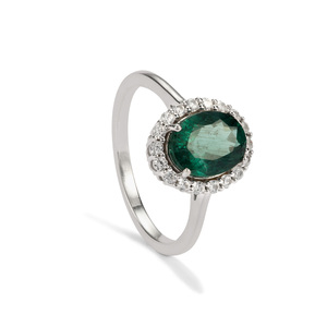 Bague ovale en apatite bleue Fort Dauphin 2,38 carats, 12 mm x 10 mm, zircon blanc, en argent sterling plaqué platine, cadeau pour elle - Product Image 1