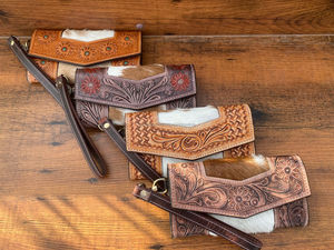 Nuevo bolso de mano de piel de vaca superventas, billetera de cuero tallado a mano, billeteras de lujo de cuero occidental multiusos para mujer - Product Image 3