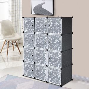 Armadio componibile a 12 cubi con ante, contenitori e scaffali per l'organizzazione degli oggetti RT - Product Image 2