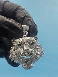 Joyería Hip Hop, Colgante de Cabeza de León de Plata de Ley 925, Colgante con Incrustaciones de Diamantes, Colgante Personalizado con Moissanita VVS, Colgante Estilo Rapper - Product Image 5