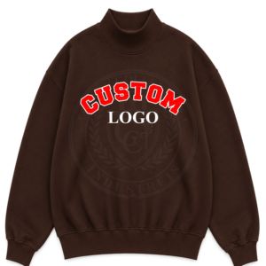 Sudaderas OEM marrones con cuello simulado para mujer, 100% algodón, forro polar transpirable, logo impreso, suéter casual de invierno, MOQ bajo - Product Image 1