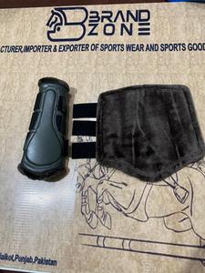 BRAND ZONE Equine Boots Patent Leather Horse Tendon Brushing Boots Splint Boots with 8MM Neoprean and Faux Fur <b>Equestrian</b> horse - Product Image 2