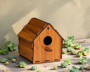 Handmade <b>Wooden</b> Bird <b>House</b> Outdoor Hanging Birdhouse Garden Nesting Box Natural Wood Bird Shelter - Product Image 3