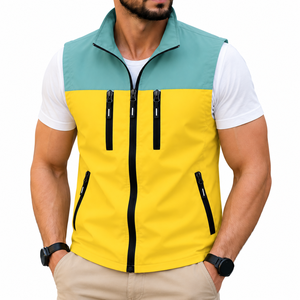 Chaleco de Trabajo de Alta Visibilidad, Personalizable con Logotipo, Estilo Postal, Táctico, Transpirable, para Hombre, Color Amarillo Turquesa, Sin Mangas, de Poliéster - Product Image 1