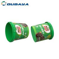 2.5L 2500ml Impresión Iml de grado alimenticio de alta calidad Diseño personalizado PP Cubo de plástico para galletas dulces y chocolate con tapa y Asa
