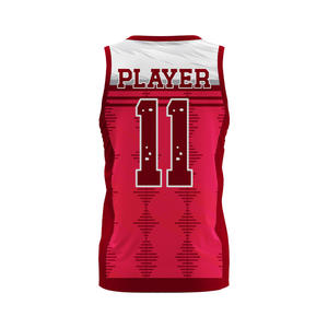 Uniformes de Baloncesto Personalizados Unisex, 100% Poliéster Transpirable, Sublimados, Cuello en V, Sin Mangas, con Letra Impresa en la Parte Delantera - Product Image 6