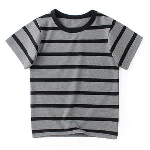 เสื้อยืดเด็กผู้ชายแขนสั้นลายทางผ้าฝ้าย 100% เสื้อผ้าเด็กสไตล์ลำลอง - Product Image 2