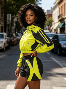 Ensemble de sport urbain 2 pièces pour femme 2026 : T-shirt à capuche à manches longues et short longueur genou, respirant et anti-boulochage - Product Image 6