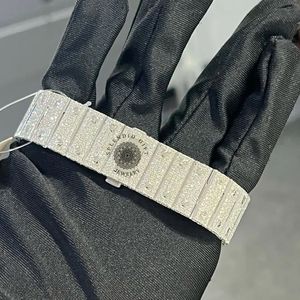 Luxury Men's Diamond <b>Watch</b> <b>Case</b> Analog Quartz Rhinestone Band Roman Numeral Dial 28mm Silver Tone Jewelry Style Sapphire Crystal - Product Image 3