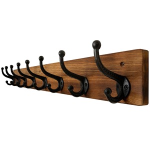 Crochets muraux rustiques en bois de manguier à 4 patères, organisateur de rangement style ferme, vente en gros - Product Image 4