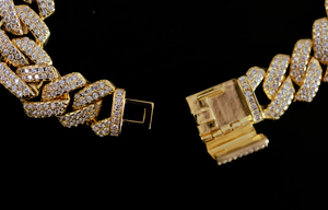 Pulsera de Cadena con Diamantes Chapada en Oro de 22K para Hombre, Corte Brillante Redondo, Estilo Hiphop, Joyería de Uso Diario - Product Image 2