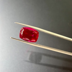 Rubí rojo sintético cultivado en laboratorio, corte cojín, a precio de fábrica para la fabricación de joyas. - Product Image 4