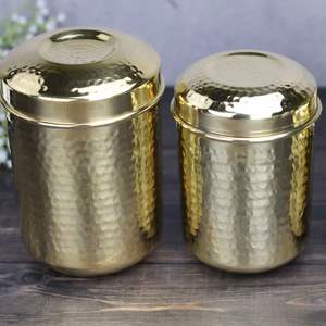 Boîte de rangement décorative artisanale en cuivre avec couvercle, récipient de cuisine pour thé, café, sucre, sel, épices, aliments secs, pot organisateur - Product Image 4