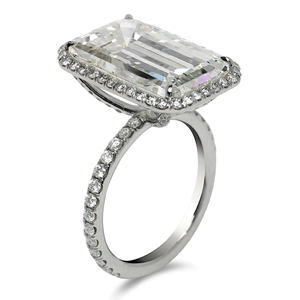Bague de fiançailles et de mariage en or jaune 14 carats avec diamant de laboratoire taille émeraude de 4,11 carats, certifiée IGI, bijou de luxe, cadeau de fête - Product Image 4