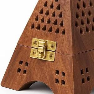 Pyramid Sheesham Wood Mabkhara <b>Hinged</b> Storage Box Bulk Saudi Arabian Bakhoor Burner Traditional Majlis Oud Dakhoon Holder Tower - Product Image 5