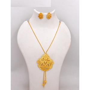 Gold Plated Necklace Set Jewelry Ethiopian Earring Pendant Necklace Set Dubai Women Set Africa India Nigeria <b>Wedding</b> Gift Party - Product Image 4