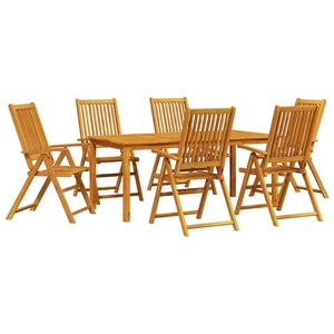 Set da Pranzo da Giardino Pieghevole in Legno di Acacia a 7 Pezzi, Arredamento da Esterno per 6 Persone, Stile Tradizionale - Product Image 2