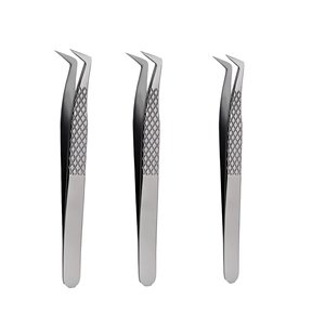 Juego de Pinzas Profesionales de Acero Inoxidable para Extensión de Pestañas con Puntas Anguladas de Precisión y Agarre Antideslizante para Artistas de Pestañas de Salón - Product Image 1