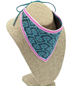Collier ras-du-cou statement fait main pour femme en coton, orné de perles de rocaille et de perles de verre, bijoux de broderie - Product Image 6