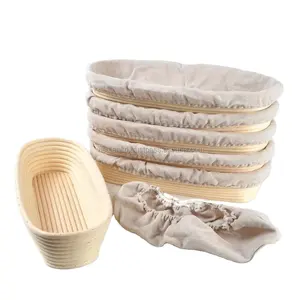Hot selling Rattan bread proofing oval basket set with liner cloth Bread Basket Woven in vietnam