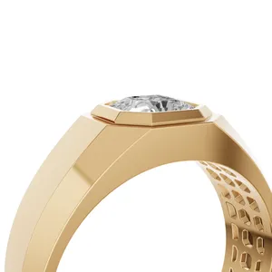 Octavian Bezel Men's <b>Diamond</b> <b>Ring</b> Lab Grown Asscher Cut in Yellow Gold <b>Diamond</b> <b>Ring</b> from Indian Supplier & Manufacturer - Product Image 5