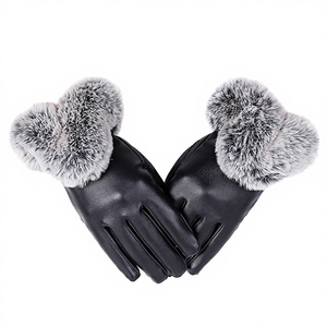Gants en cuir et laine chauds pour l'hiver, unisexe, directement de l'usine - Product Image 1
