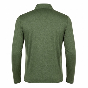 Camiseta Deportiva Personalizada para Hombre, Verde, con Cierre de Cremallera, Manga Larga, Absorbente de Humedad, Corte Regular, para Verano - Product Image 2