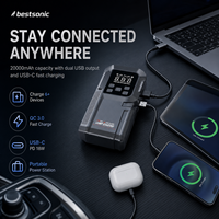 Bestsonic 5 in 1 Jump Starter Pengisi Daya Baterai Mobil Power Bank Charger Paket Baterai Lithium Pompa Udara Ban Pengisi Angin Ban dengan Lampu