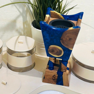 FAIZA CRAFT Quemador de Incienso de Sándalo Hecho a Mano, Medkhan de Resina Azul, Soporte Aromático Religioso 100% Natural - Product Image 1