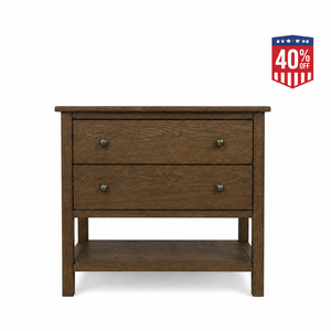 Mesa de Noche de Cuero con 40% de Descuento, Moderna y Lujosa, con 2 Cajones y Estante Abierto, Muebles de Dormitorio Directo de Fábrica - Product Image 1