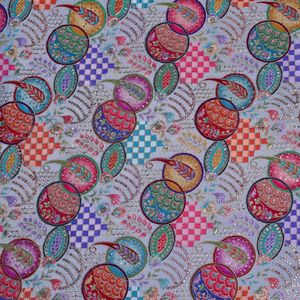 Robe en tissu crêpe léger brodé de fleurs ethniques indiennes AMBICA PRINT pour mariage/occasion spéciale, origine Gujarat - Product Image 5