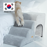 Escalier pour chien gris 4 marches en mousse à mémoire de forme haute densité, tunnel-caverne, soutien articulaire, accessoires pour animaux de compagnie haut de gamme, vente en gros B2B