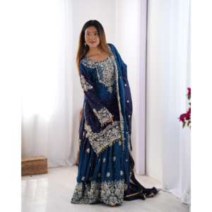 Beaux ensembles modestes pour tenue de fête Ensemble Dupatta haut bas - Product Image 6