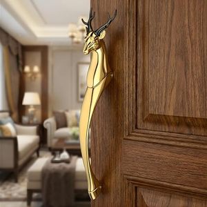 Manija de Puerta de Latón con Forma de Ciervo Dorado, Diseño Contemporáneo para Hotel, Villa, Salón de Banquetes - Product Image 6