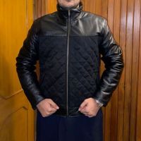 Men's Winter Genuine Leather jacket quilted Silk Satin <b>Lined</b> jacket Zip up - Product Image 6
