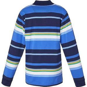 Boys Striped Long Sleeve Polo Shirt Turn-<b>down</b> Collar Full Sleeve Breathable Cotton Regular Fit All Seasons Front Embroidery Logo - Product Image 2