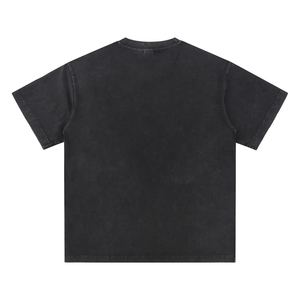 Camiseta de algodón puro de manga corta para hombre, estilo retro, cuello en V, tejida, oversize, lavado ácido, de peso pesado, vintage, con personalidad. - Product Image 2