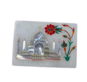 ฝาปิดกล่องทรงกลมฝังหินอ่อนงานฝีมือ ผู้ผลิตจากอินเดีย แกะสลักด้วยมือ หินอาเกต ลวดลายสลัก ของที่ระลึก เดลี ของโบราณ - Product Image 2