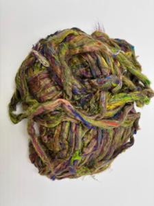 Hand Dyed Sari Silk Ribbon Fiber <b>Yarn</b> for Crochet Weaving Macrame Jewelry Making and Craft Supplies - Product Image 2