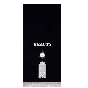 Housses de piédestal maçonniques Blue Lodge – Sagesse, Force, Beauté – Velours noir avec broderie argentée et franges - Product Image 4
