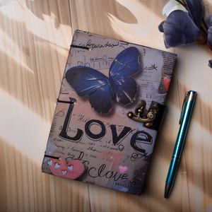 Cuaderno de Papel Hecho a Mano Premium A5 |   Diario Vintage con Diseño de Mariposa y Candado, 100 Páginas, Ecológico, Cuaderno de Regalo - Product Image 5