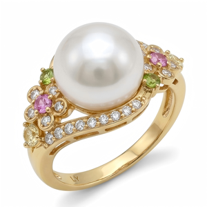 แหวนมุกน้ำจืดธรรมชาติขนาด 8.0-8.5 มม. จาก LY Thailand Jewelry Wholesale ประดับอัญมณีหลากสีสัน ดีไซน์เพชร เหมาะสำหรับเป็นของขวัญสำหรับเจ้าสาว - Product Image 2