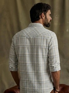 Enovate Men's Light Beige Plaid Cotton Dress Shirt Double Breasted Full Sleeve Turn-<b>down</b> Collar Smart Casual Breathable Woven - Product Image 2