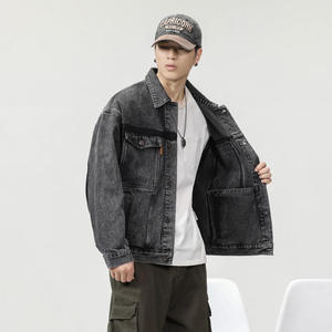 Veste en jean pour homme, col montant classique, manches longues, coupe ajustée, élégante, confortable, durable, respirante, réversible, 100% coton, fermeture avant rapide - Product Image 2
