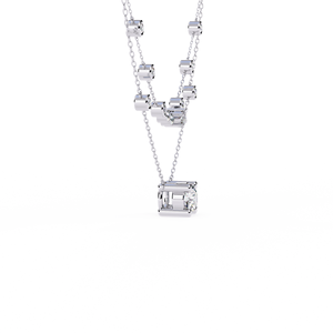 10k 14k 18k White Gold Layered Diamond Jewellery <b>Necklace</b> Featuring a Brilliant Round Cut Solitaire Pendant Bezel Set Chain - Product Image 2