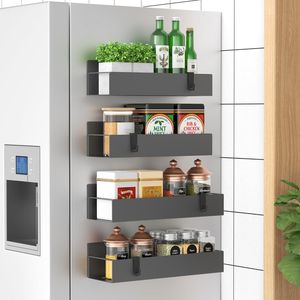Set di 4 Organizzatori Magnetici per Spezie Grigio Scuro, Porta Spezie per Frigorifero e Forno, Gestione Efficiente della Cucina - Product Image 1